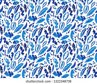 Seamless Repeat Hand Drawn Abstract Watercolor Tile Leaves and Branches Vector  Pattern Isolated Background