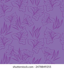 Seamless Repeat Hand Drawn Abstract Watercolor Tile Leaves and Branches Pattern Isolated Background