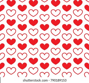 Seamless Repeat Heart Pattern Vector Background For Scrapbook, Posters, Web, Greeting Cards
