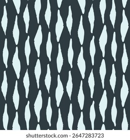 Seamless repeat pattern with abstract hand painted oval shapes in stripes in tonal blue shades. Brush strokes, abstract background for nature, swim, outdoor, unisex projects.