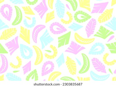 Seamless repeat pattern with abstract scissor cut shapes. Poster, wallpaper, fabric, packaging and corporate identity in modern collage style.