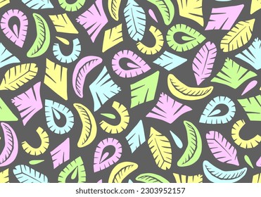  Seamless repeat pattern with abstract scissor cut shapes. Poster, wallpaper, fabric, packaging and corporate identity in modern collage style.