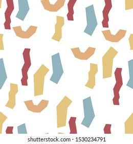 Seamless repeat pattern with abstract shapes in paper cut style. Hand drawn fabric, gift wrap, brend design, card, poster. Womens day, Mothers day design. Vector illustration