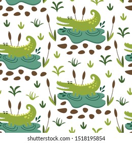 seamless repeat pattern with alligators