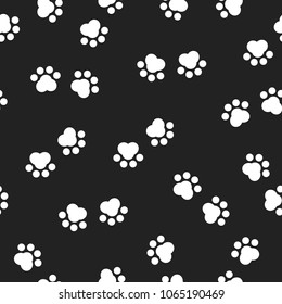Seamless Repeat Pattern Animal Dog Cat Paw Print Vector Isolated Illustration