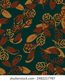 Seamless repeat pattern with autumn leaves illustration. Wallpaper design. Scrapbook page.