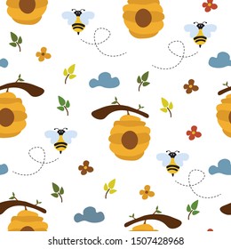 seamless repeat pattern with bees