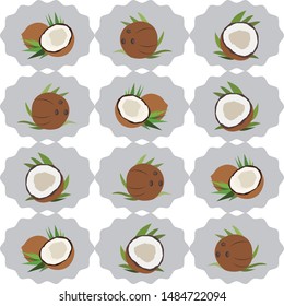 seamless repeat pattern of coconuts