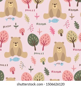 seamless repeat pattern with cute bears