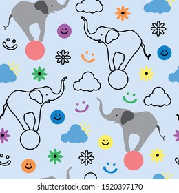 seamless repeat pattern with cute elephants