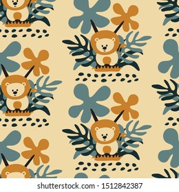 seamless repeat pattern with cute lions