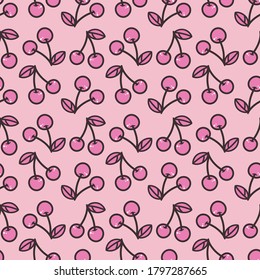 Seamless repeat pattern design with cherries 