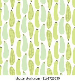 Seamless repeat pattern with different summer squash. Hand drawn vector illustration. Flat style design. Concept for autumn harvest, healthy eating, textile print, wallpaper, wrapping paper.