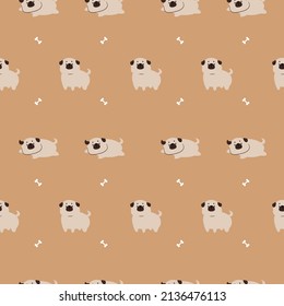 seamless repeat pattern dog repeat pattern background, flat vector illustration design