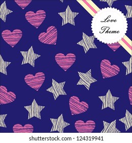 Seamless repeat pattern hearts and stars