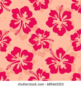 Seamless repeat pattern with hibiscus flowers