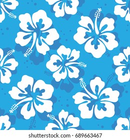 Seamless repeat pattern with hibiscus flowers