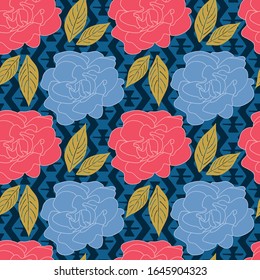 seamless repeat pattern with leaves and roses