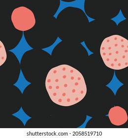 Seamless Repeat Pattern Modern Bold Floral Dark Scandinavian Style Hand Drawn Cut Out Style Graphics