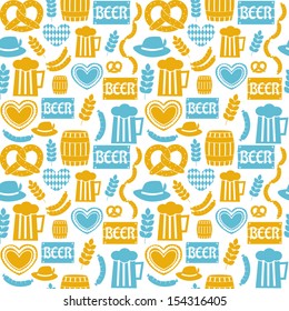 Seamless repeat pattern for Oktoberfest in blue and yellow.