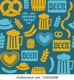 Seamless repeat pattern for Oktoberfest in blue and yellow.