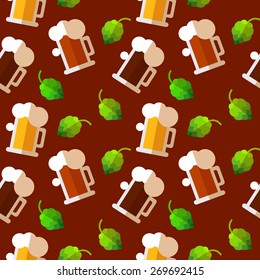 Seamless repeat pattern for Oktoberfest in flat style. Flat design.