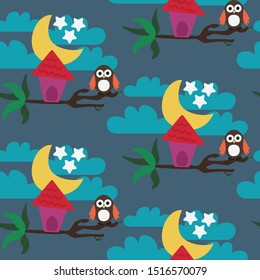 seamless repeat pattern with owls