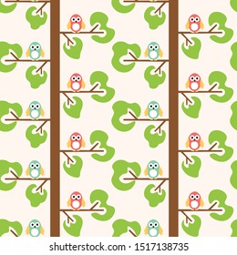 seamless repeat pattern with owls