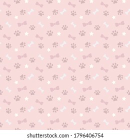 Seamless repeat pattern for pets with bones and paws