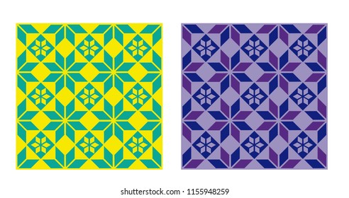 Seamless repeat pattern. Retro Style. Peranakan inspired.Background print, wrapping paper, Lamp shade and fabric print. Die cut for ceiling frame, wooden door. Interior design.Pineapple print.