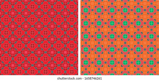 Seamless repeat pattern. Retro Style. Peranakan inspired.Oriental.Suitable for background print, wrapping paper,wallpaper, Lamp shade and fabric print.Interior design related. 