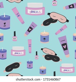 Seamless repeat pattern, self care and pampering.