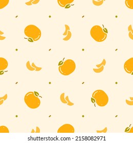 Seamless repeat pattern of simple flat orange tangerine fruit icons for prints, wallpapers, mobile concepts and web apps