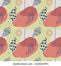 seamless repeat pattern with summer flowers and leafs vector illustration design 
