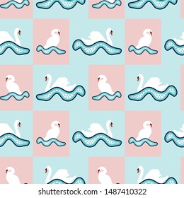 seamless repeat pattern with swans