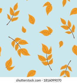 Seamless repeat pattern swatch. Vector design. Falling leaf and branch pattern, perfect for autumn/fall fashion, paper or interior products. Digital or textile print, wallpaper or background.  