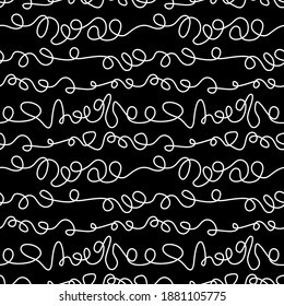 Seamless repeat pattern swatch. Vector design of abstract twisted lines. Wool, wire, string, handwriting squiggle pattern. Background, wallpaper, textile or paper print.