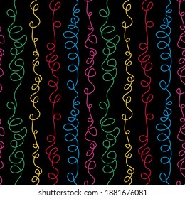 Seamless repeat pattern swatch. Vector design of abstract twisted lines. Wool, wire, string, handwriting squiggle pattern. Background, wallpaper, textile or paper print.
