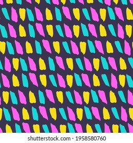 Seamless repeat pattern swatch. Vector design of abstract coloured shapes in stripes. Fun, colourful pattern for background, wrapping paper, textiles, products, packaging or fashion prints.   