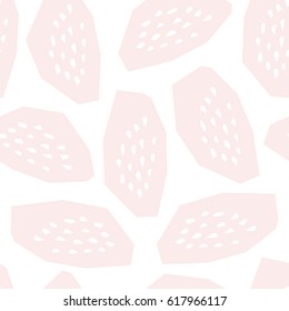 Seamless repeat pattern with textured geometric shapes in blush pink and white. Abstract style textile, wrapping paper, wall art design.