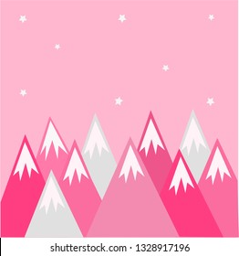 Seamless repeat pattern with triangle shapes in pastel pink, taupe, white. Modern textile, wall art, wrapping paper, wallpaper design. mountains pattern. snow peaks, cartoon,  background. 