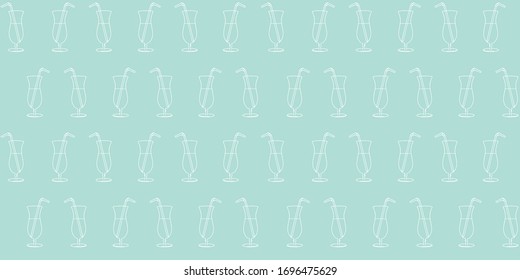 Seamless repeat pattern of tropical cocktail drink glass with straw. This background motif is great for vacation, tropical, decorative designs and anything food and drink related.