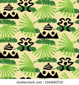 seamless repeat pattern with tropical leaves