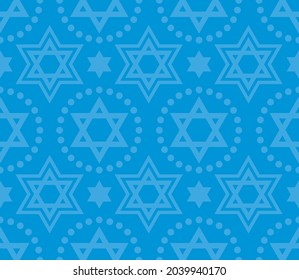Seamless repeat pattern using the Star of David for for Hanukkah holiday.