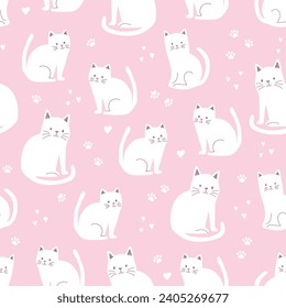 Seamless Repeat Pattern Vector Cats Cute Kids Sweet Modern