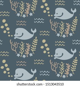 seamless repeat pattern with whales