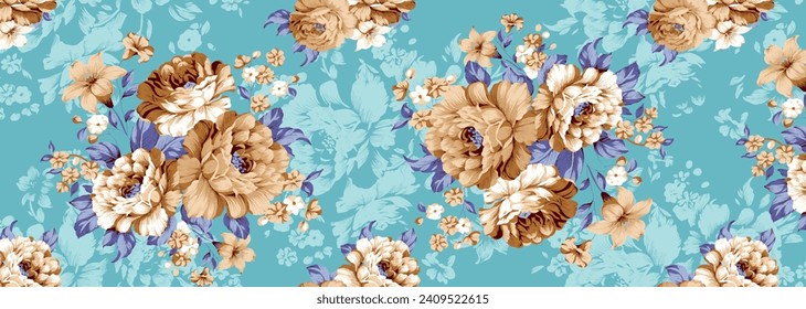 Seamless repeat print pattern. Beautiful textile digital print design