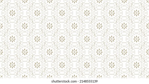 Seamless repeat retro floral geometric, background, texture, graphic art, white textile. Vector illustration