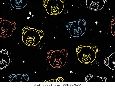 seamless repeat teddy bear head vector design