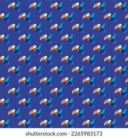  Ilustración vectorial de las aves repetida sin soldadura en un patrón de repetición multicolor, adecuado para papel tapiz, fondo, estuches móviles y varias superficies.